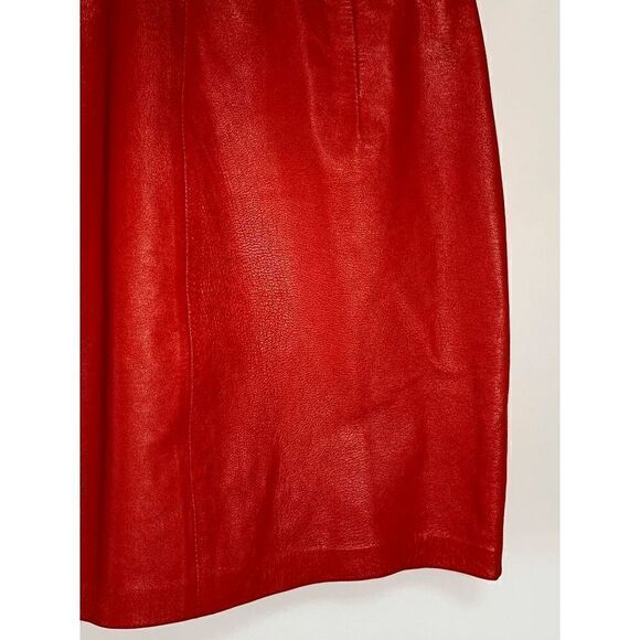 LNR Women's Knee Length Leather A-Line Skirt Red Size 6 - Picture 5 of 11